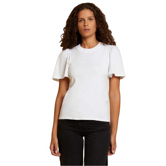NWOT NATION LTD Top Blouse S”Savannah”Puff Flutter Short Sleeve Optic-White Peru - Picture 1 of 5